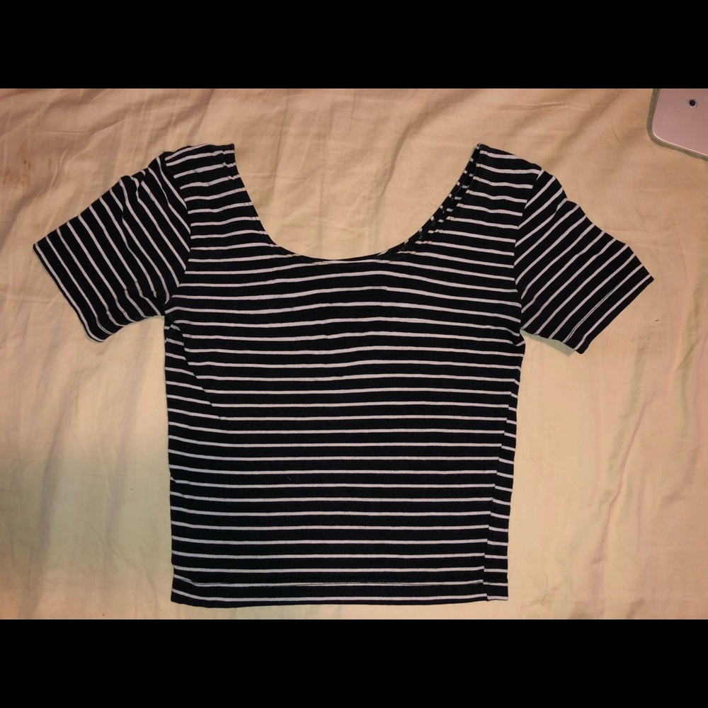 Striped American Apparel Black and white crop top